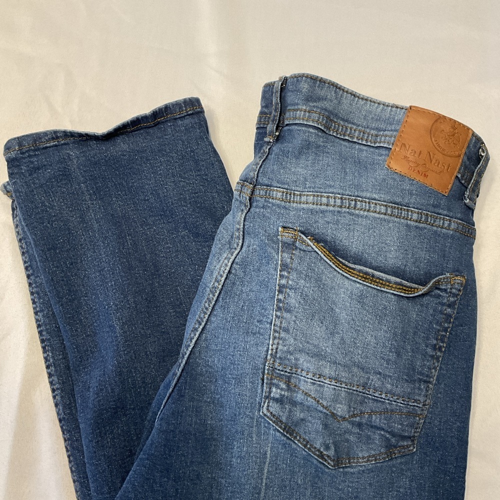 Nat Nast Jeans Mens 36x30 Maverick Straight Dark Wash Faded Luxury Denim